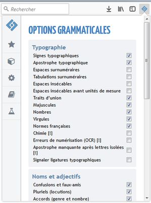Options grammaticales