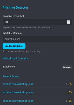 Extension popup menu